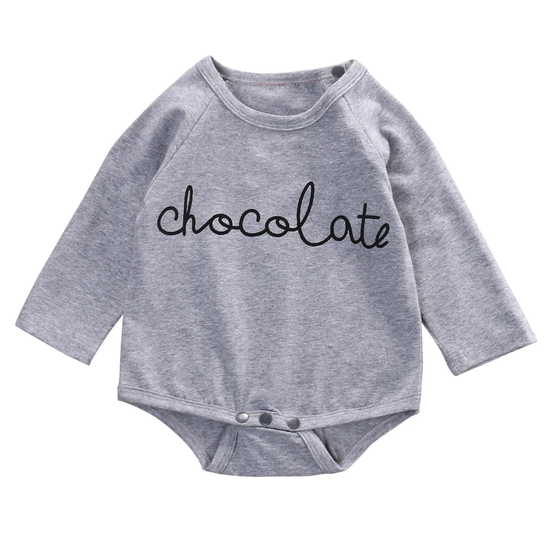 

Newborn Baby boys girls letter chocolate Bodysuits Infant Babies Boy Girl Cute Cotton Bodysuit Outfits Kids Clothing