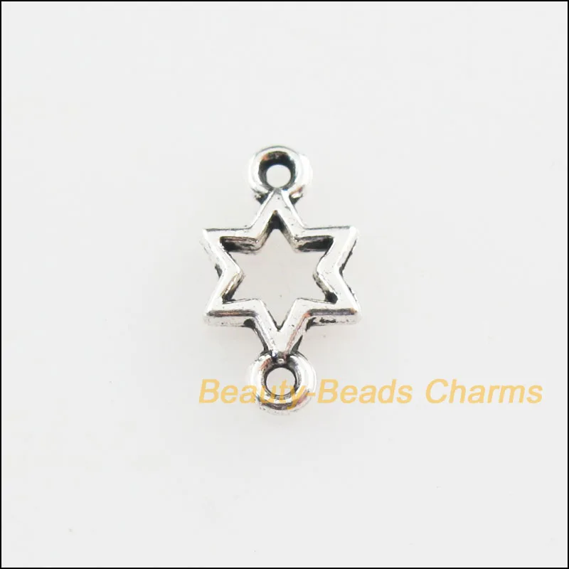 

New 100Pcs Tibetan Silver Tone Tiny Star Charms Connectors 5.5x10mm