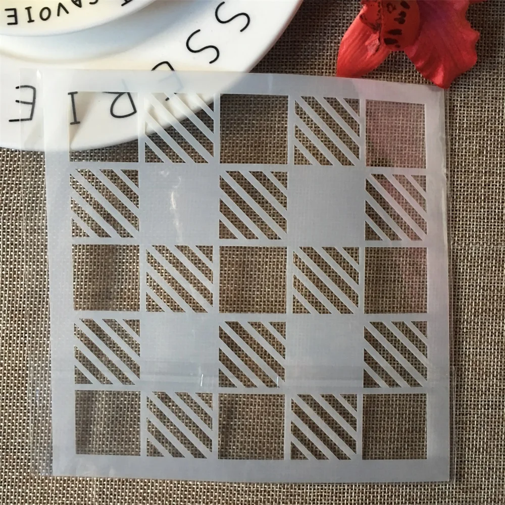 

6*6inch Chessboard Grid Square DIY Layering Stencils Painting Scrapbook Coloring Embossing Album Decorative Card Template