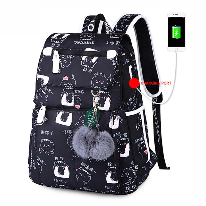 Novedad de mochilas de escuela para niñas con carga USB, mochilas escolares a la moda, mochila para portátil, mochila para estudiantes, bolsas de mariposa para mujer|Mochilas escolares| - AliExpress