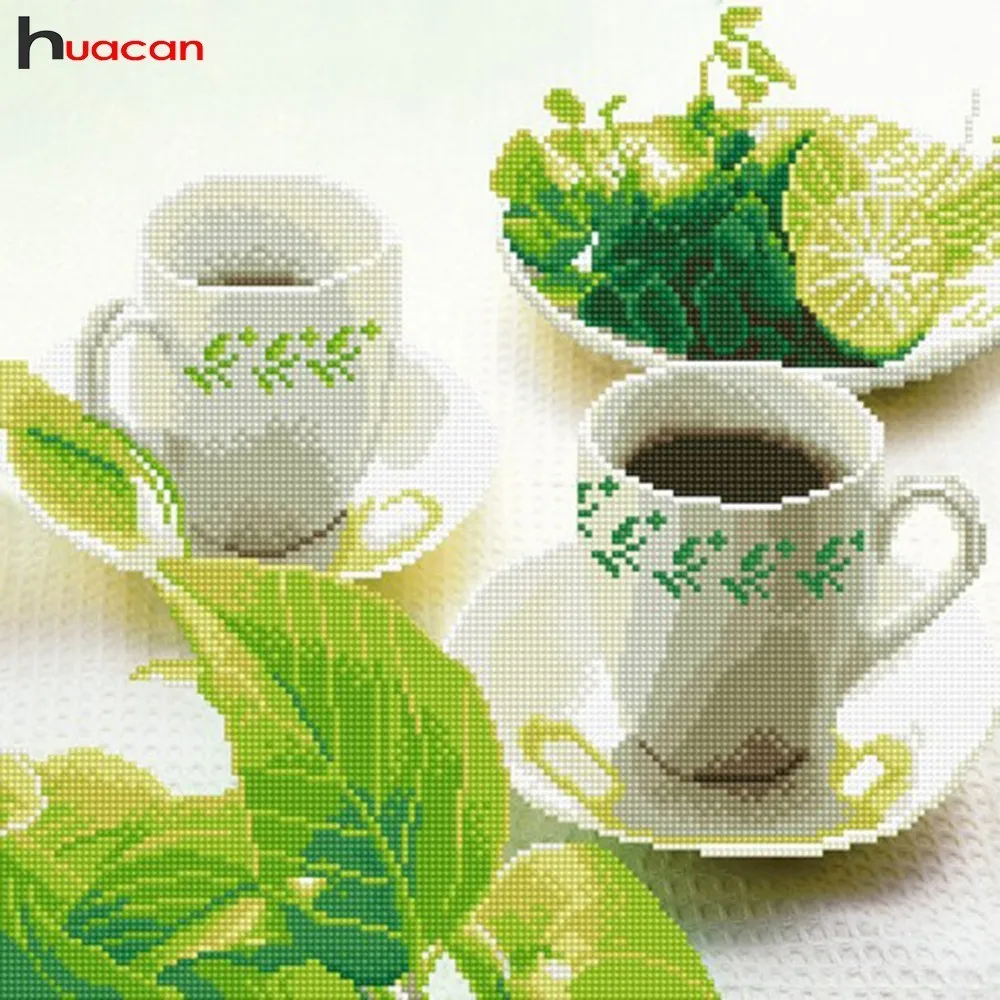 

HUACAN 5d Diy Diamond Painting Cross Stitch Kits Diamond Embroidery Fruit Coffee Cup Picture Mosaic Pattern Gift