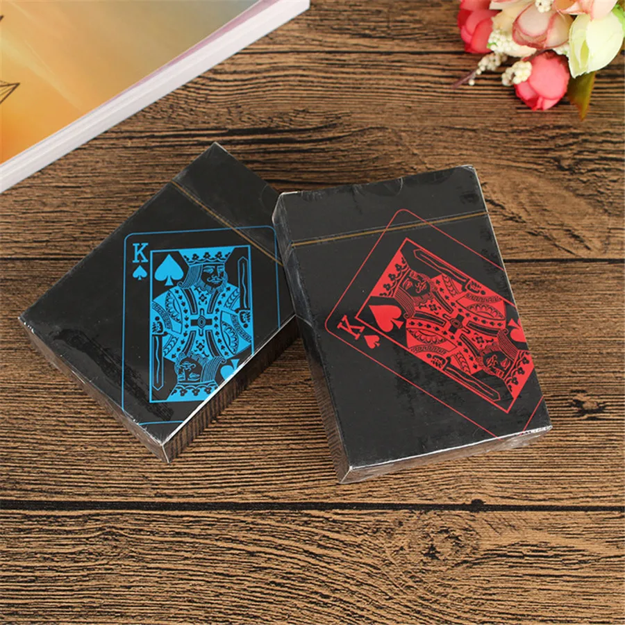 Black Playing Cards Poker Game Deck 54pcs Foil Poker Set PVC Plastic Magic Card Waterproof Cards Texas Holdem (1)