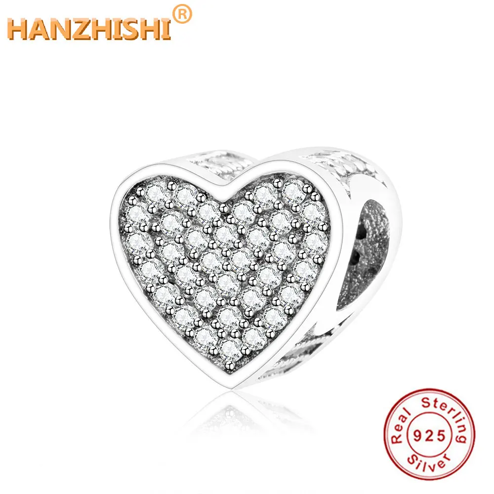 Весенняя коллекция 925 пробы серебро очаровательное сердце-подвеска в виде бус подходящие к оригиналу Pandora, браслет с шармами аксессуары для Для женщин
