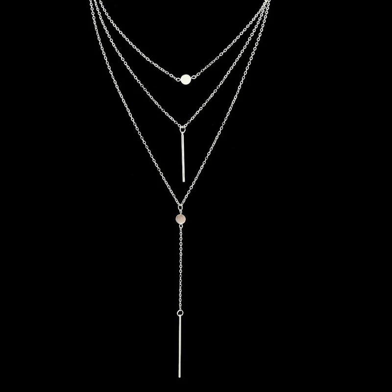 Сексуальный Золотой Серебряный цветной многослойный ожерелье-цепочка для женщин богемное геометрическое ожерелье с подвеской модные ожерелья-Чокеры Collier Femme