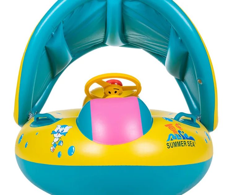 Безопасный надувной детский спасательный круг ПВХ младенческий поплавок Регулируемый Зонт сиденье забавные игрушки для бассейна