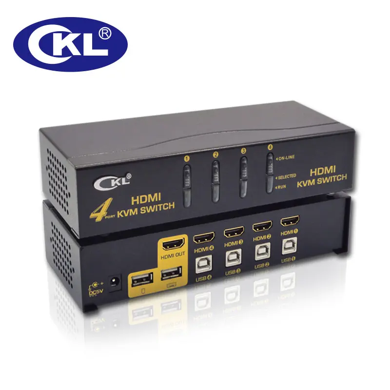 CKL 4 порта USB Автоматический переключатель KVM поддержка кнопочный переключатель несколько видео HDMI коммутатор для клавиатуры мыши 1080P(CKL-94H