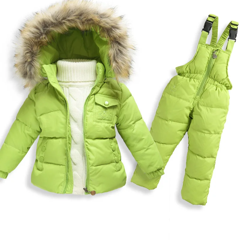 2016 Winter Baby Down Coat Trousers Set Baby Boys Girls Thick Down Clothing Sets Kids Clothing