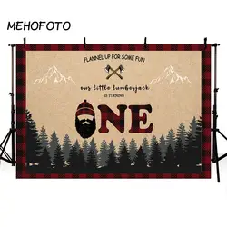 Джунгли Дровосек фото фон для Wild One Красного и черного цветов Buffalo Plaid деревья День рождения фон для фото Studio