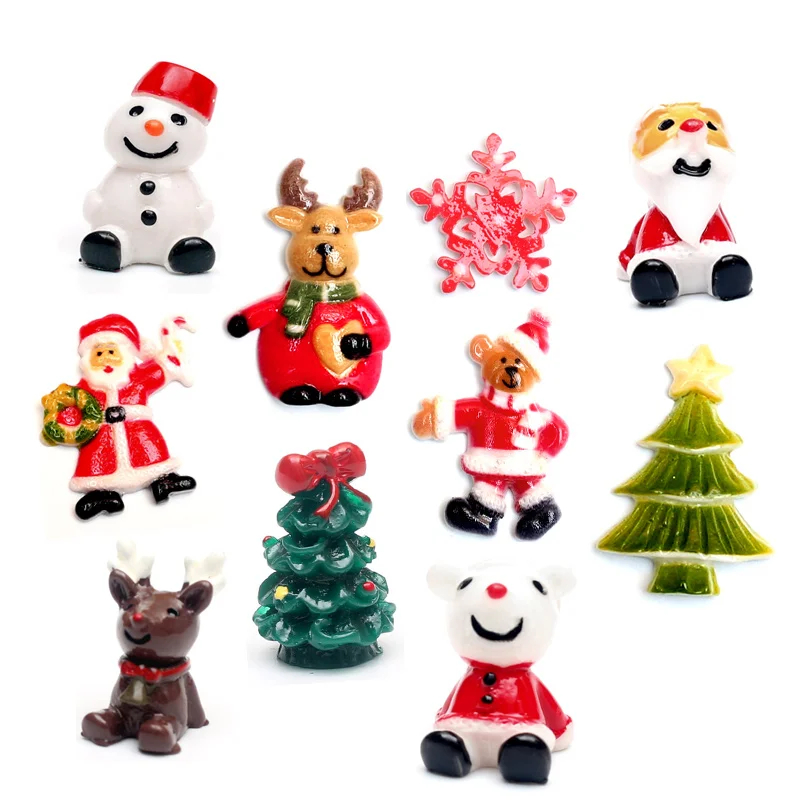 

20Pcs 12-39mm Resin Cabochon Christmas Decoration Crafts Flatback Figurines & Miniatures For Home Decoration Accessories Modern