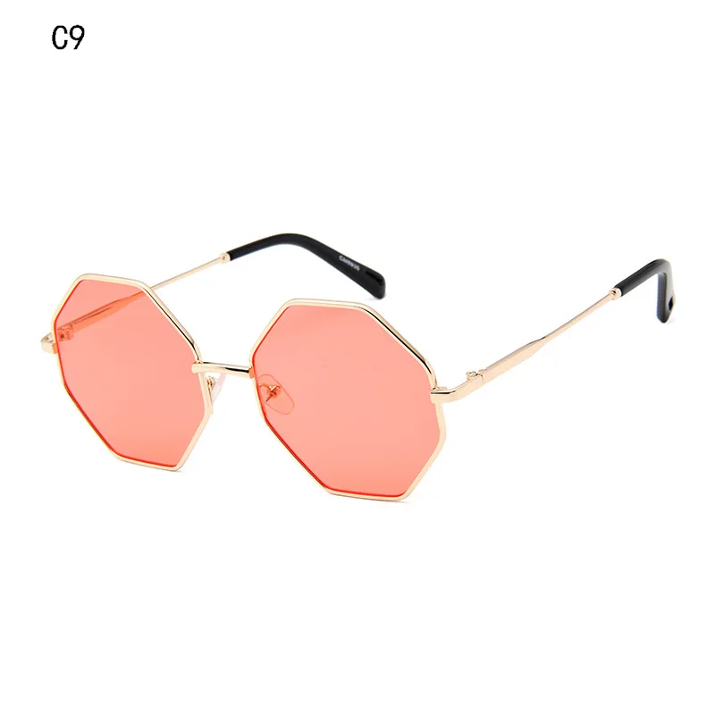 Новинка, женские роскошные солнцезащитные очки, фирменный дизайн, маленькие полигональные солнцезащитные очки, квадратные оттенки, Женские Ретро Восьмиугольные солнцезащитные очки, UV400 - Цвет линз: C9