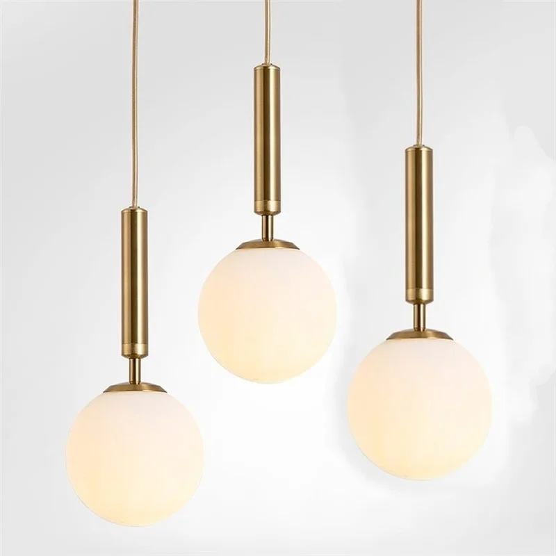 

Nordic Modern Glass Ball Led Pendant Lights Creative Personality Single Head Hang Lamps Living Room Bedroom Bar Restaurant Light