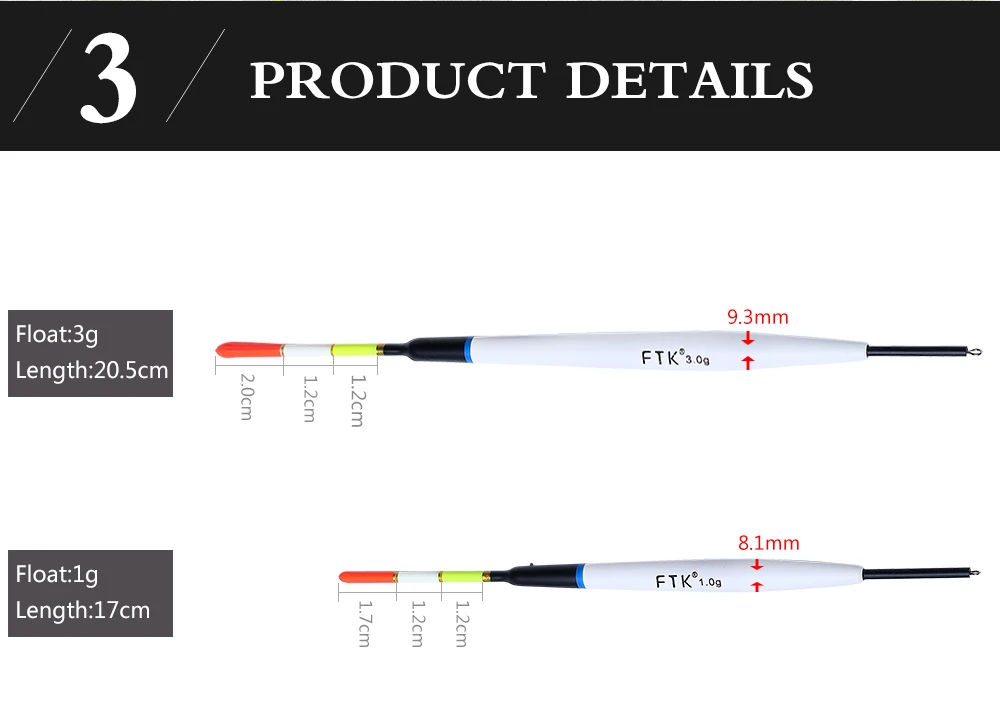 Description Picture 6 of itemFTK 5PCS 1g 2g 3g Barguzinsky Fir Float Fishing Length 17cm-20.5cm Carp Fishing Float Vertical Buoy Float Fishing Accessories