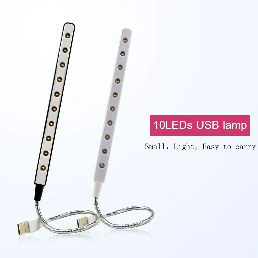 

1Pcs USB LED rigid strip lights USB Computer LED Book light Mini 10 LED Reading lamp Bulb for Notebook Desktop PC laptop