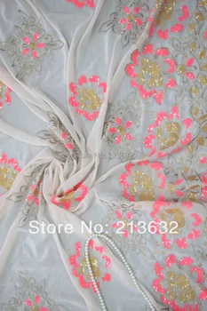 

POz60 sewing machine cotton + pearl sequins cloth and water soluble embroidery fabric, embroidery lace embroidery fabric custom