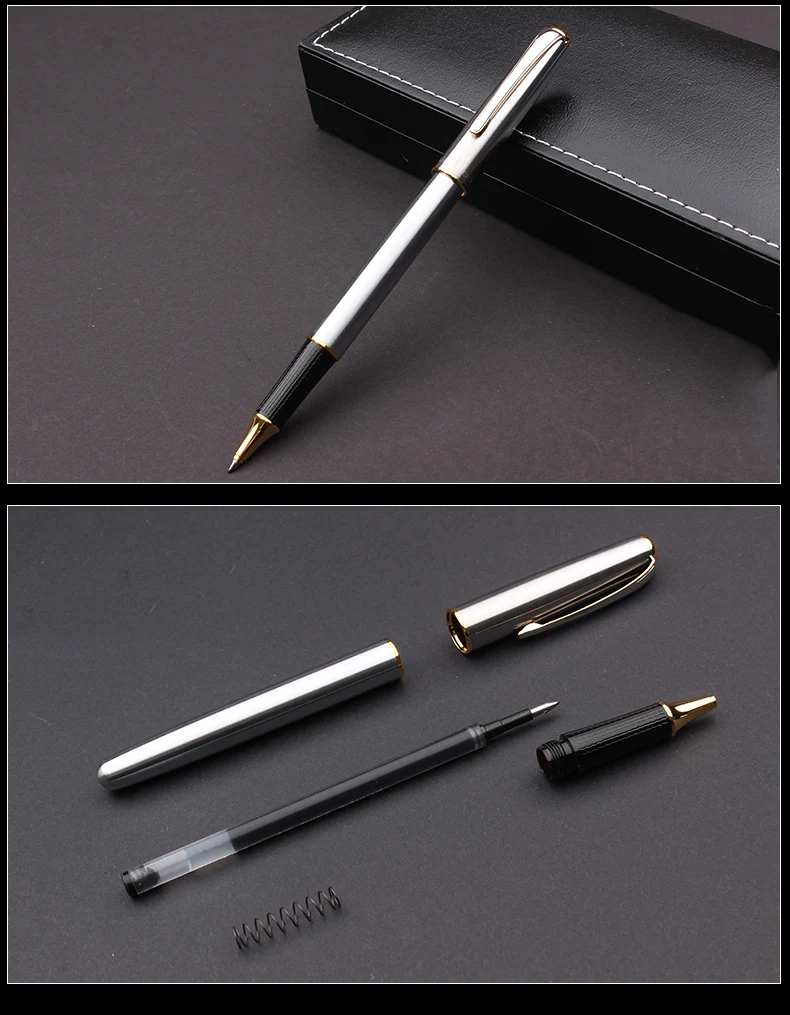 Высокое качество Hero 704 Серебряный роллер черные чернила для ручки 0,5 мм ручки для подписи с коробкой лучший подарок канцелярские принадлежности для студентов