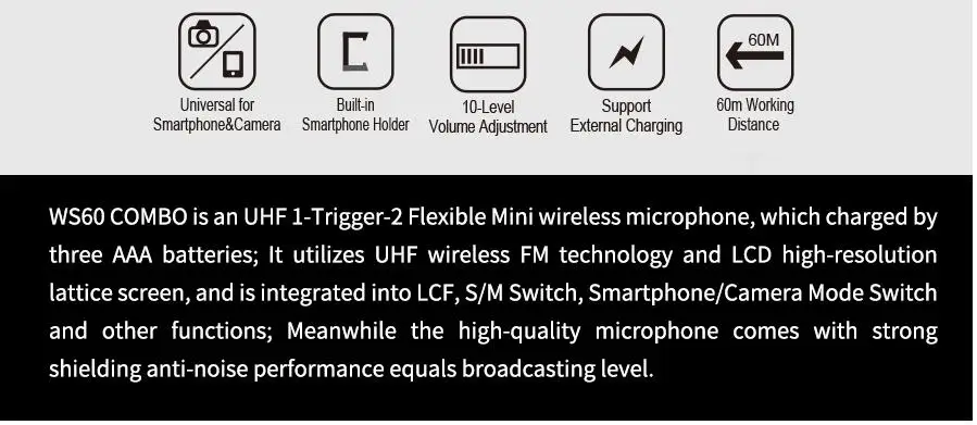 COMICA беспроводной микрофон CVM-WS60 комбинированный триггер гибкий мини беспроводной микрофон для смартфона камера Запись студия профессиональный