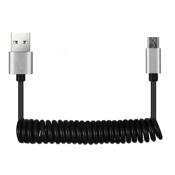 

New Coming Retractable Flexible Micro USB Charger Spring Spiral Coiled Cable Data Sync for Mobile Phone Fast Charging