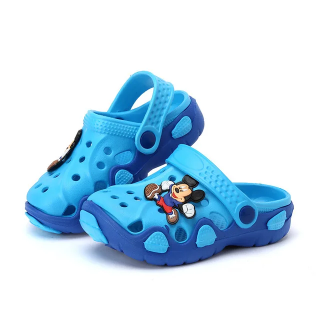 Children's Sandals Slippers Summer Baby Beach Shoes PU Baotou Shoes Girls Sports Children's Hole Baby Boy Sandals kids sandals - Цвет: -H33-Blue-