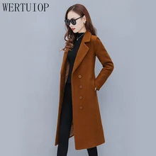 WERTUIOP Женское шерстяное пальто новые модные зимние пальто длинные плюс хлопок утолщение шерстяная куртка женская верхняя одежда