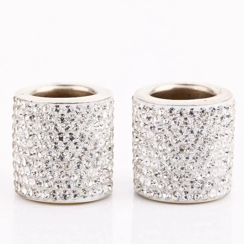 2Pcs Car Seat Crystal Headrest Decor Ring Collars Girls Rhinestone Diamond Bling For Women Rhinestone Car Interior Accessories - Название цвета: White