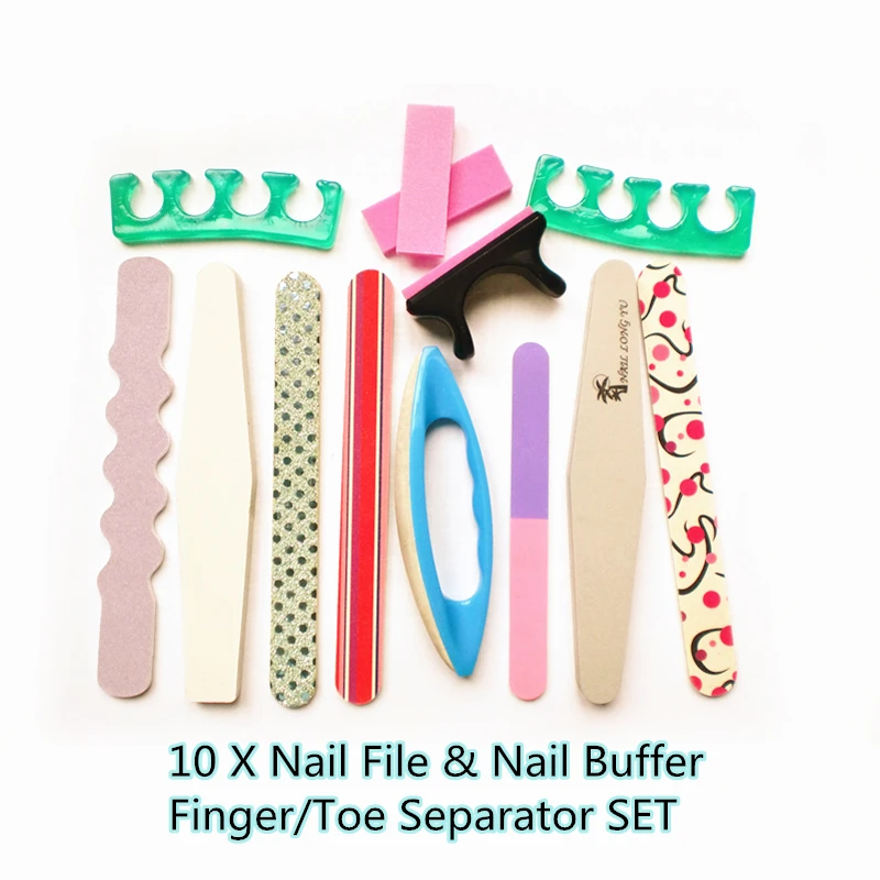 10 pcs/set Nail File Buffer Sandpaper Slim Kit Set 10 Styles Manicure