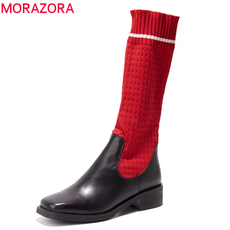 square toe mid calf boots
