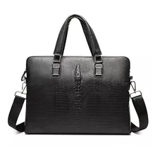 Nesitu Черный Аллигатор Узор Натуральная кожа 14 ''ноутбук мужской портфель сумка мужской офисный портфель сумка на плечо M1906