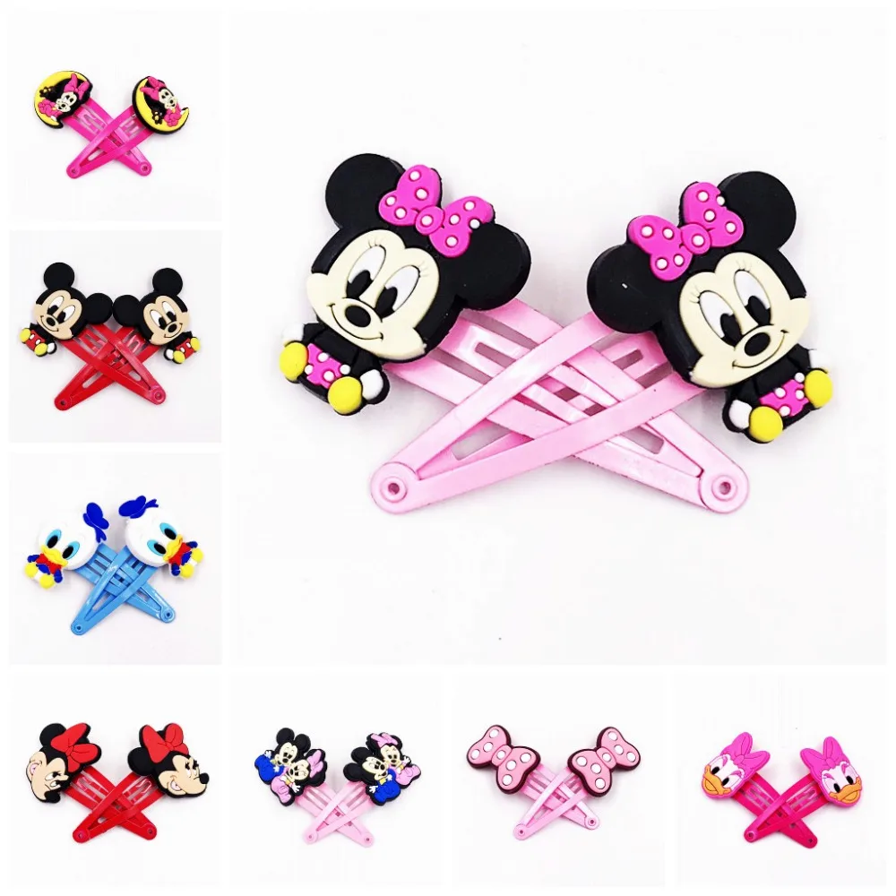 

2Pcs Cute Cartoon Girls Mickey Minnie Hairpins Hair clip Headwear Children Hair clip Kids Barrettes Hair Ornament Headwear Gift