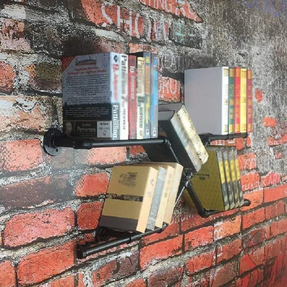 Настенные полки плавающая полка книжная железная труба настенный книжный шкаф