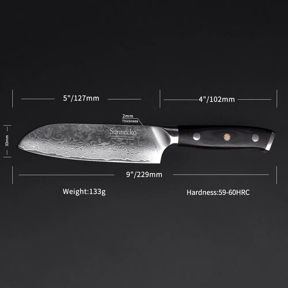 SUNNECKO 3 шт. " Chef 5" Santoku 3," набор ножей из дамасской стали для очистки овощей, японские кухонные ножи VG10 с сердечником G10, шлифовальная ручка