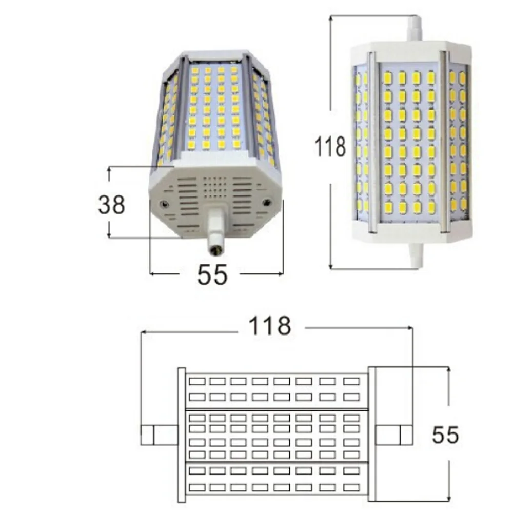 Затемнения светодиодный R7S 30 Вт 118 мм Диммируемый светодиодный светильник J118 R7S лампы smd5730 без вентилятора заменить галогенные лампы теплый белый холодный белый