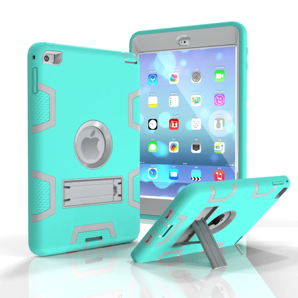 

Case For ipad mini4 Cover High Impact Resistant Hybrid Three Layer Heavy Duty Armor Defender Full Body Protector+PC
