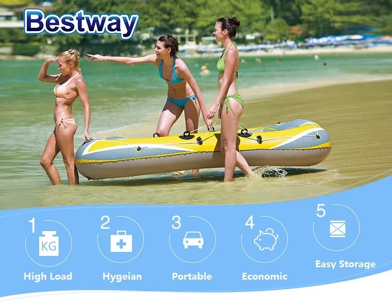 61066 Bestway 307x126 см надувные Рыбалка лодка 4 человек 121 "х 50" Пластик каноэ нападение резиновая лодка Открытый утолщенной Кая