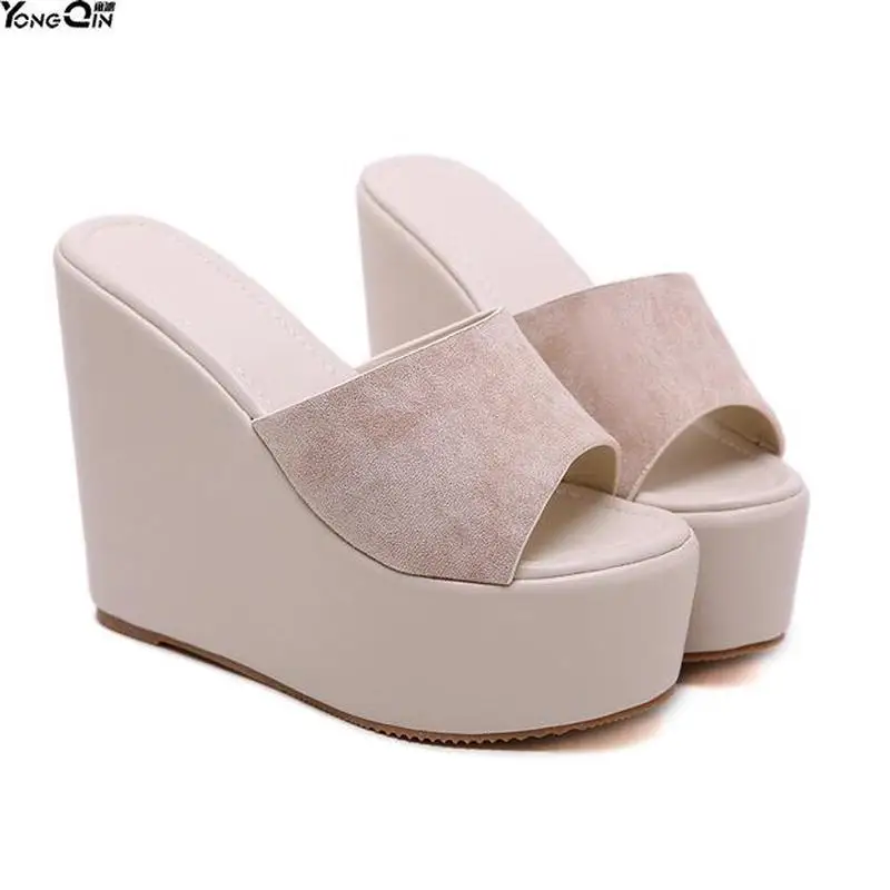

Summer Wedges Women's Sandals Velvet Flock Fish Mouth Fashion high Heel Platform Open Toes Women Sandals Shoes