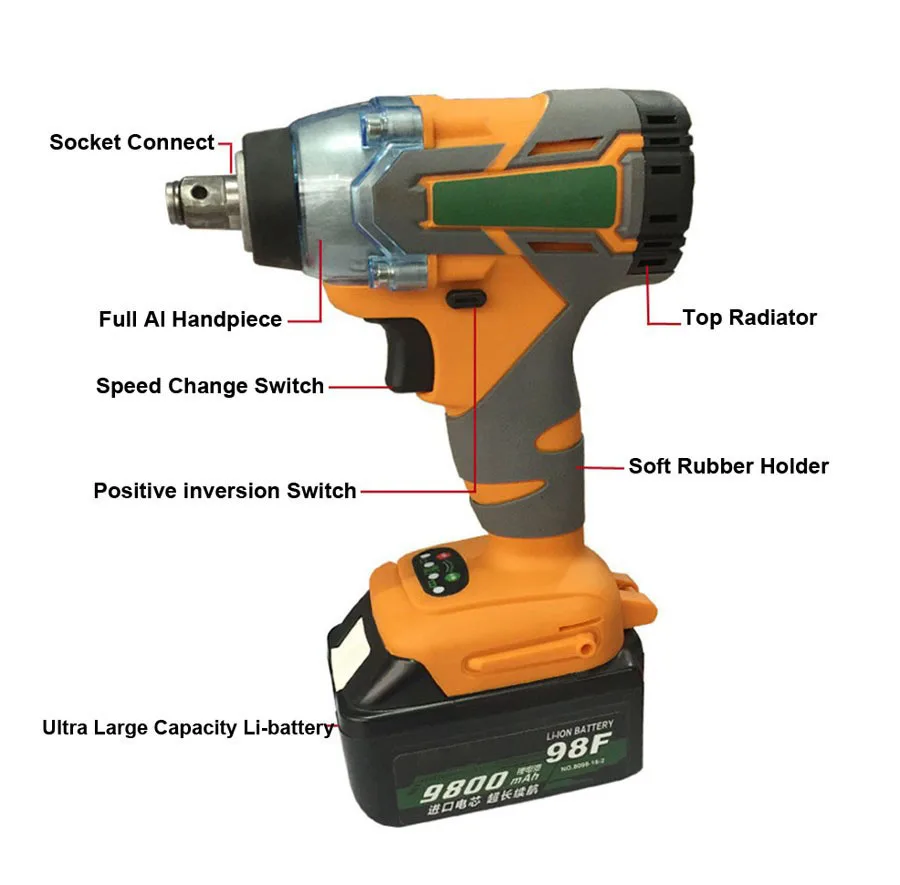 Brushless Cordless Rechargeable  Lithium Battery Car Electric Wrench-009