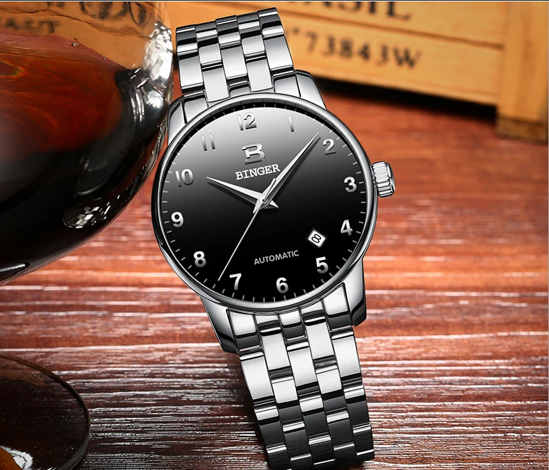 Швейцарский Топ бренд Бингер SAPHIRE часы мужские роскошные брендовые деловые механические наручные часы Авто Дата мужские часы B-5005-8