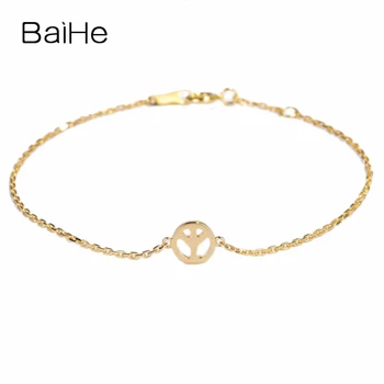 

BAIHE Solid 18K Yellow Gold Engagement Wedding Women Trendy Fine Jewelry Natural real gold Bracelet náramek браслет apyrankė