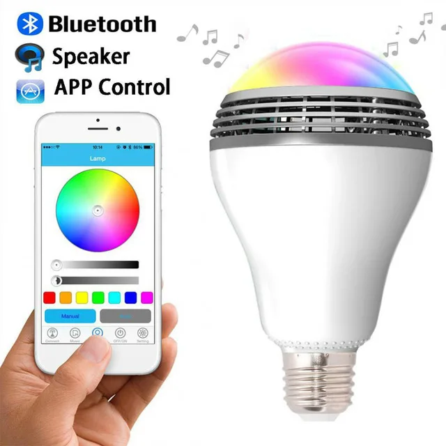 New E27 Bluetooth 4.0 Wireless BulbSpeakers Smart RGB LED Audio Speaker Light Bulb Lamp For All phone 110V-220V Speakers
