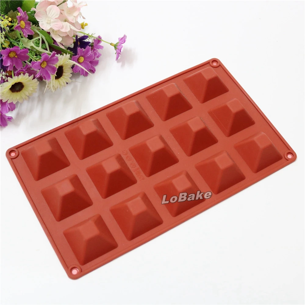 

New arrivals 15 cavities pyramid shape silicone cake moulds chocolate candy bakery DIY ice cube soap pastry mold supplies