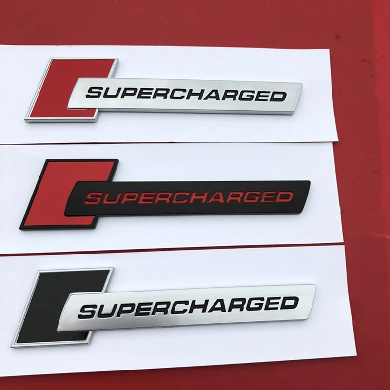 

Red Silver Black SUPERCHARGED Diamond Bar Emblem Badge Car Styling Trunk & Fender Side Logo Sticker for Audi A4 A5 A6L Q3 Q5 Q7