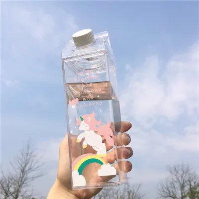 Flamingo Milk Water Bottle Plastic Creative Sport Drinkware Cycling Camping Hiking My Drink Bottle Shaker Portable Kettle - Цвет: 07