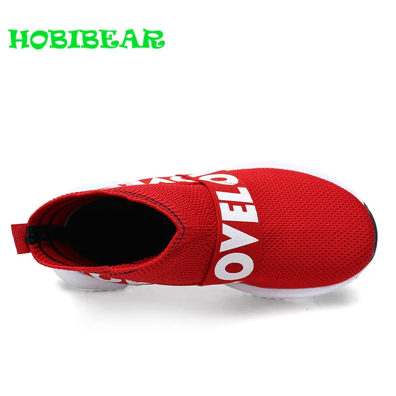 HOBIBEAR Casual Children Boys School Shoes High Top Fashion Girls Kids Socks Shoes Red Black Designer Kids Girls Boy Sneakers