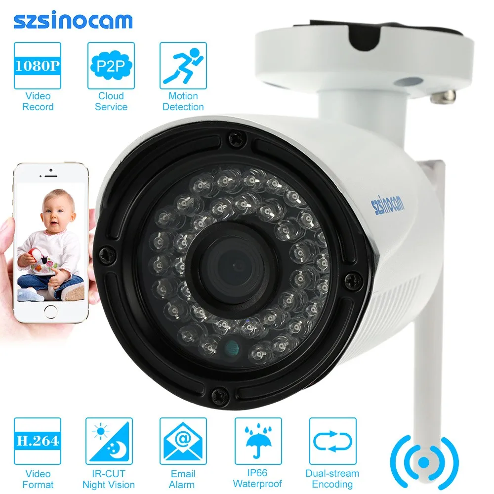 

HD 2.0MP Megapixels 1080P Wireless Wifi Camera CCTV Surveillance Security P2P Network IP Cloud Indoor Outdoor Bullet Camera