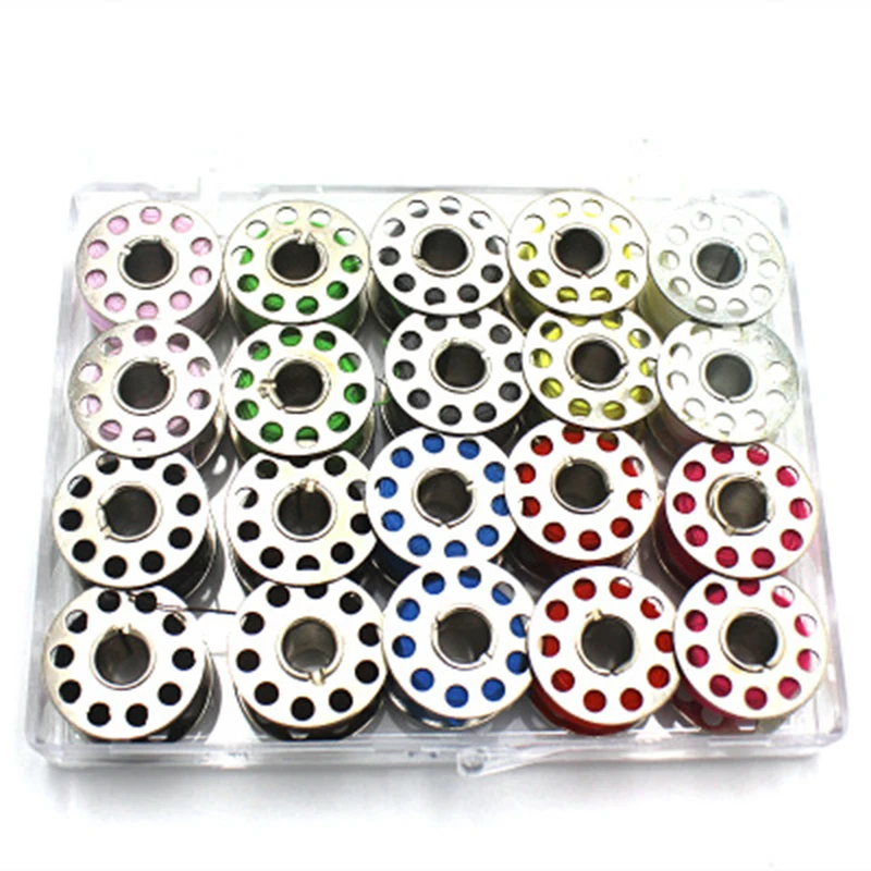 

20 Colors Metal Sewings Machine Bobbins+Sewing Threads With Storage Box Tools