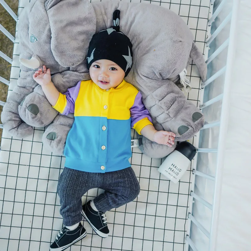 Lemonmiyu/Детская куртка весна-осень года, однобортные курточки для новорожденных с круглым вырезом и длинными рукавами, модная теплая хлопковая верхняя одежда - Цвет: QY-1800502