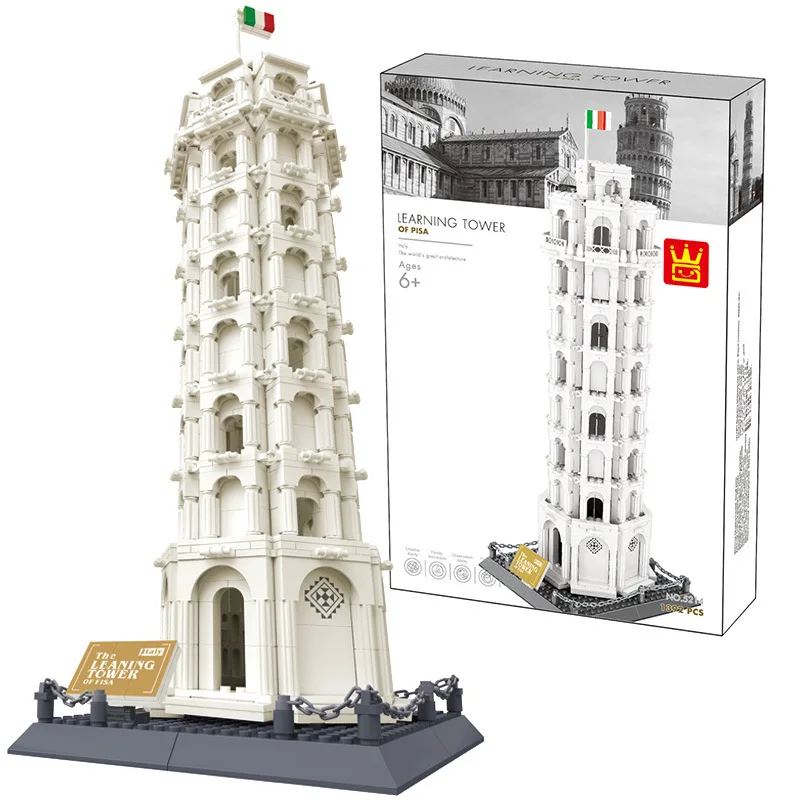 

City Architecture Landmarks Building Blocks Notre Dame de Paris Leaning Tower of Pisa Palace 3D Assemble Model Educational Toy