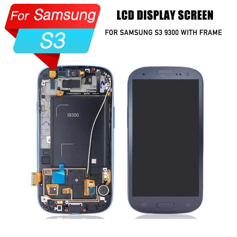 ЖК экран для замены с цифровым преобразователем сенсорный Samsung S3 9300 рамкой
