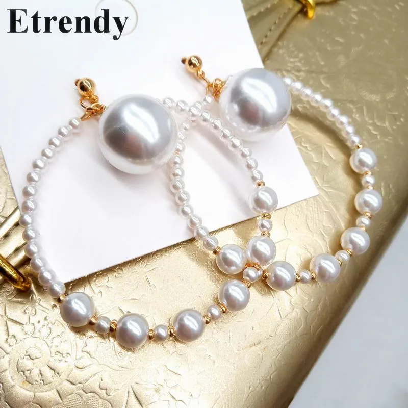 

Statement Pearl Circle Big Earrings 2019 New Trendy Personality Round Earrings Jewelry Wholesale White Bijoux
