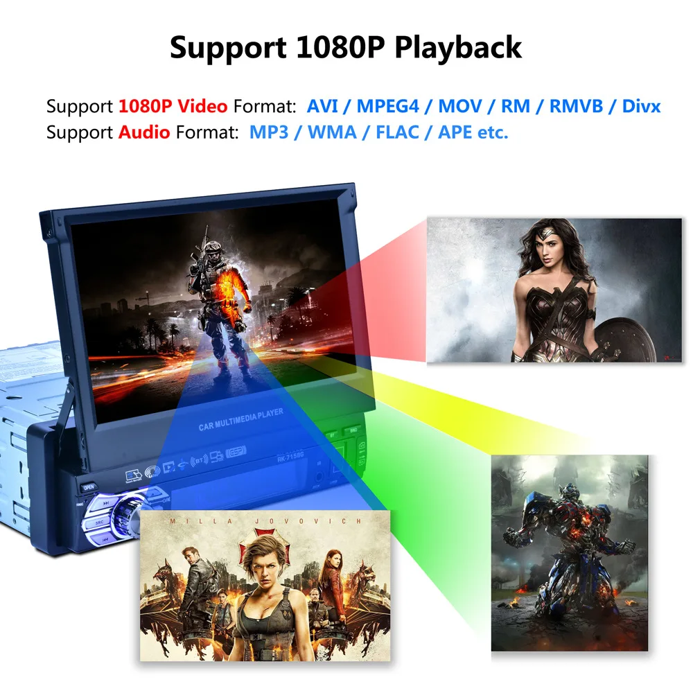 Cheap 1 Din 7" Touch Screen Car Multimedia Player GPS Navigation Bluetooth Auto Video Audio MP5 Player Support FM Radio Reverse Camera 5