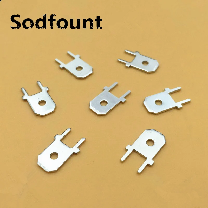 

100pcs 6.3 Inserts Plug male Terminal 250 PCB Solder lug thickness 0.8 two legs ,PCB welding sheet